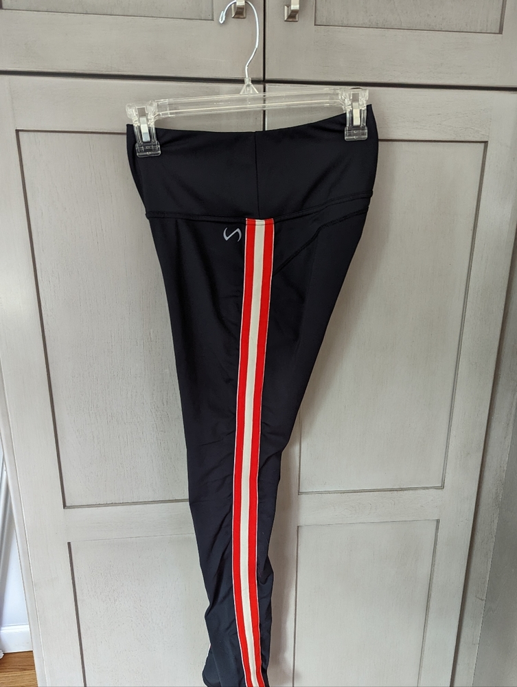 TLF Black Leggings w/red and white stripes - Size M